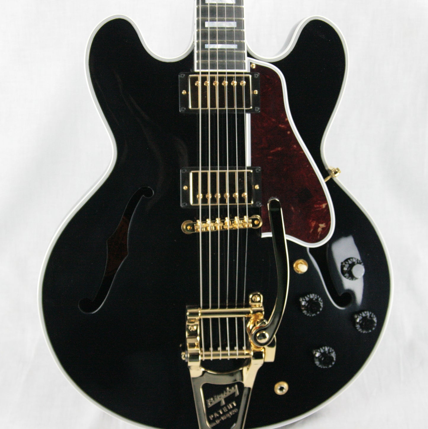 2017 Gibson ES-355 EBONY BLACK Gloss Limited Edition! Gold Bigsby! Memphis 335 345