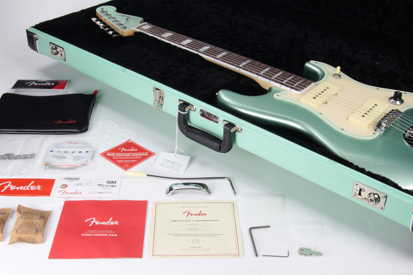 Fender American Jazz Stratocaster Strat Parallel Universe - USA Mystic Surf Green, Block Inlays, '65 Pure Vintage Pups, Matching H/S!