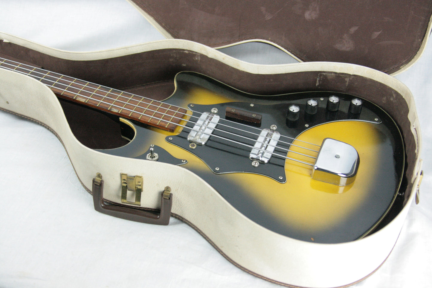 1960's Kay Truetone Double Pickup Vintage Electric Bass w/ Original Case! harmony h22 h27