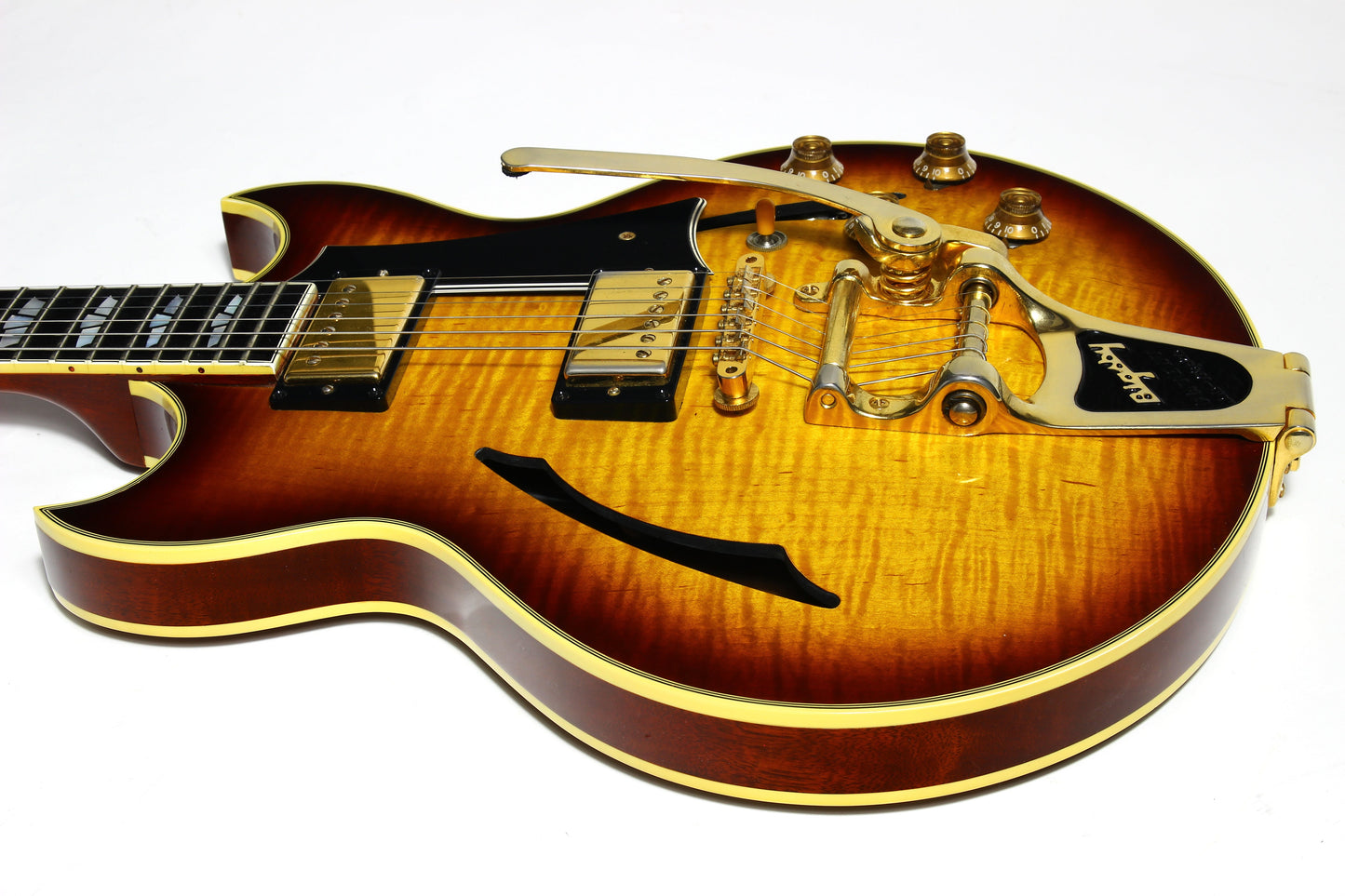 2005 Gibson Custom Shop Johnny A Signature - Ebony Board, Sunset Glow Sunburst, Bigsby es-355, l-4ces