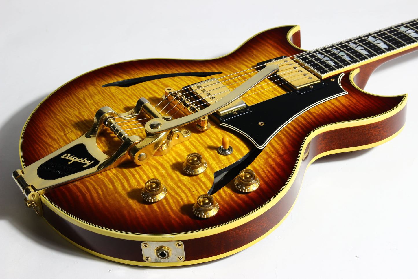 2005 Gibson Custom Shop Johnny A Signature - Ebony Board, Sunset Glow Sunburst, Bigsby es-355, l-4ces