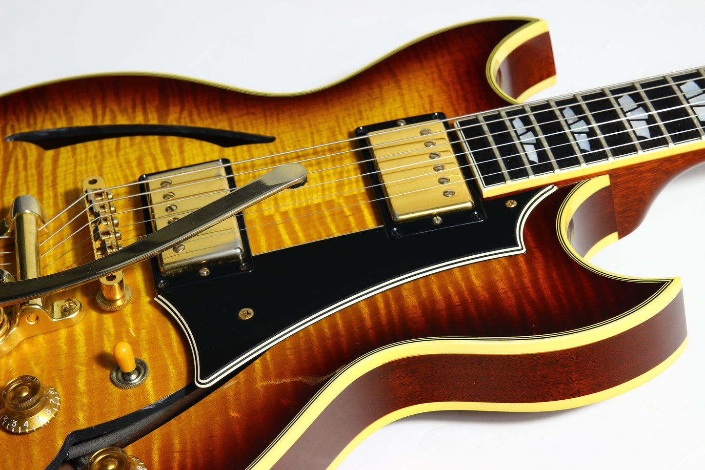 2005 Gibson Custom Shop Johnny A Signature - Ebony Board, Sunset Glow Sunburst, Bigsby es-355, l-4ces