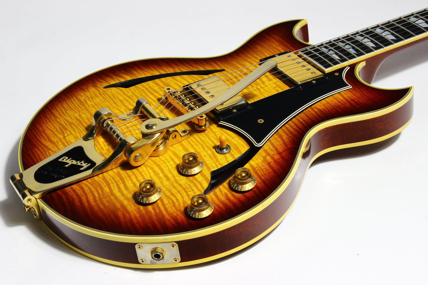 2005 Gibson Custom Shop Johnny A Signature - Ebony Board, Sunset Glow Sunburst, Bigsby es-355, l-4ces