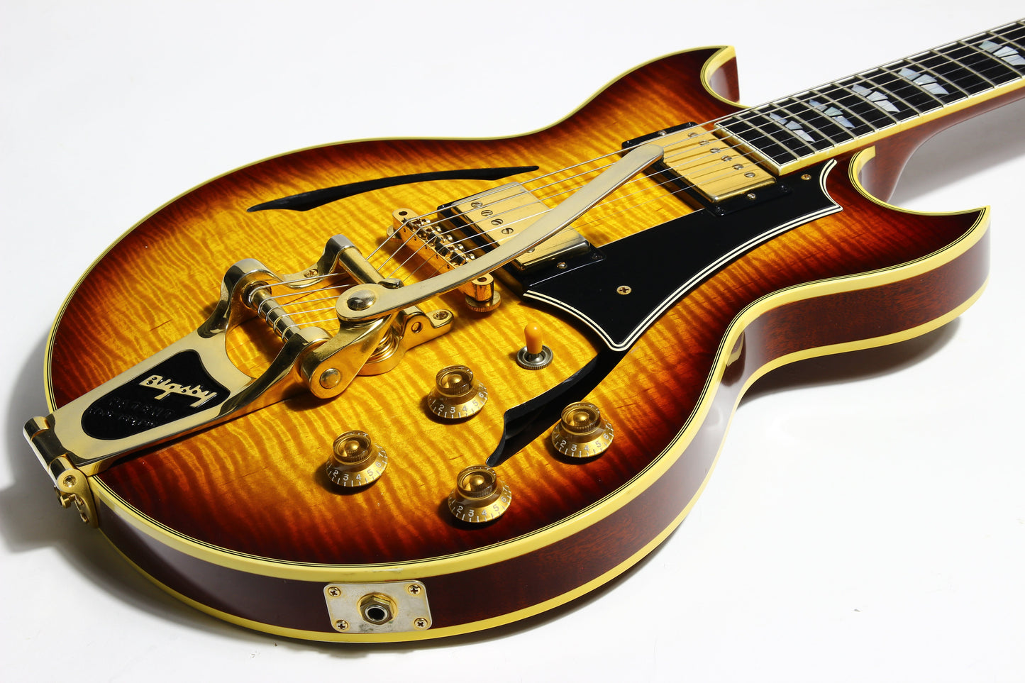 2005 Gibson Custom Shop Johnny A Signature - Ebony Board, Sunset Glow Sunburst, Bigsby es-355, l-4ces