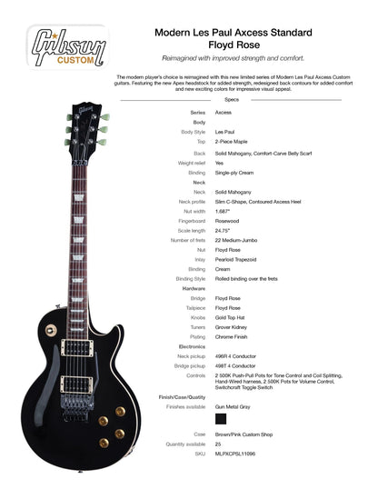 2017 Gibson Custom Shop Modern Les Paul Axcess Standard Floyd Rose Gun Metal Gray