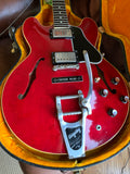 *SOLD*  1961 Gibson ES-335 TDC Cherry Red w/ Original Case - 2 PAF's, Stop Tailpiece, Bigsby, Clean Dot Neck!